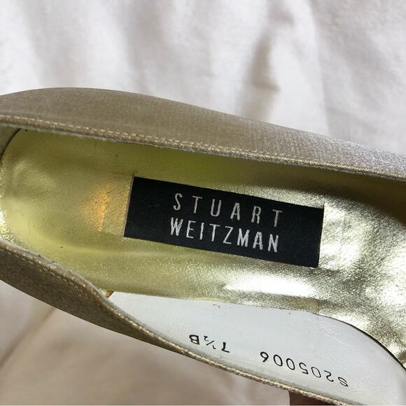 Stuart Weitzman gold metallic square heel pumps size 7.5 B - Picture 12 of 16